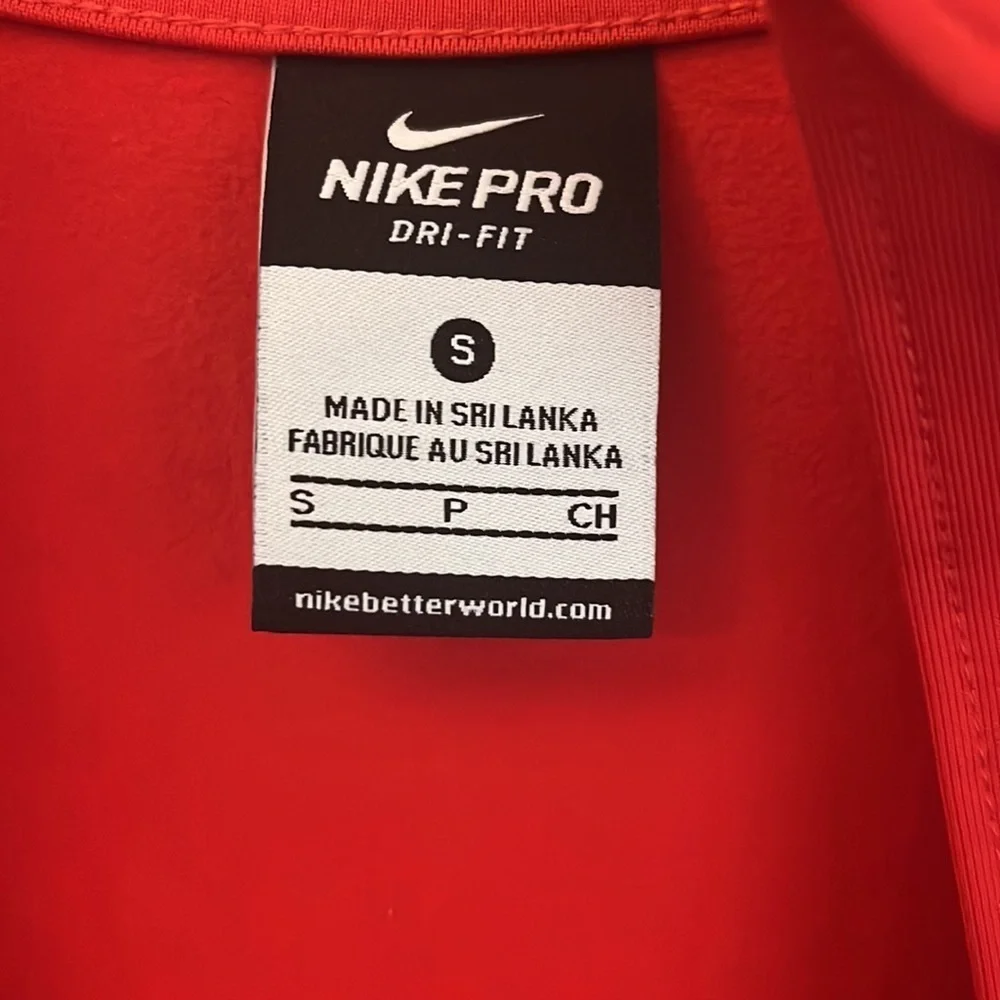 Nike Pro Dri-Fit Red Athletic Pullover Quarter Zip - Size S